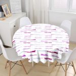 Beyaz Zemin Üzerinde Soyut Renkli Çizgili Yuvarlak Masa Örtüsü - Çap 140cm Realhomes