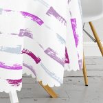 Beyaz Zemin Üzerinde Soyut Renkli Çizgili Yuvarlak Masa Örtüsü - Çap 140cm Realhomes