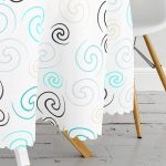 - MasaYuv-7760-Gorsel3 - Realhomes Beyaz Zemin Üzerinde Modern Çizgili Dijital Baskılı Modern Yuvarlak Masa Örtüsü - Çap 140cm Realhomes