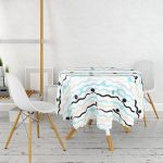 Beyaz Zeminli Renkli Zigzag Desenli Dijital Baskılı Modern Yuvarlak Masa Örtüsü - Çap 140cm Realhomes