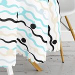 Beyaz Zeminli Renkli Zigzag Desenli Dijital Baskılı Modern Yuvarlak Masa Örtüsü - Çap 140cm Realhomes