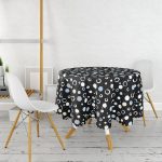 Siyah Zemin Üzerinde Renkli Modern Geometrik Desenli Yuvarlak Masa Örtüsü - Çap 140cm Realhomes