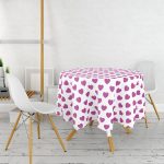 Kalp Desen Dijital Baskılı Yuvarlak Masa Örtüsü - Çap 140cm Realhomes