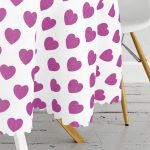 Kalp Desen Dijital Baskılı Yuvarlak Masa Örtüsü - Çap 140cm Realhomes