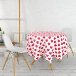 Kalp Desen Dijital Baskılı Yuvarlak Masa Örtüsü - Çap 140cm Realhomes