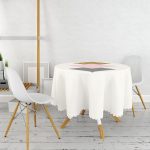 Renkli Zemin Üzerinde Renkli Geometrik Desenli Modern Yuvarlak Masa Örtüsü - Çap 140cm Realhomes