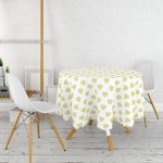 Kalp Desen Dijital Baskılı Yuvarlak Masa Örtüsü - Çap 140cm Realhomes