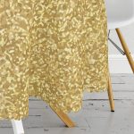 Gold Zemin Üzerinde Modern Desen İşlemeli Eldiven Modern Yuvarlak Masa Örtüsü - Çap 140cm Realhomes