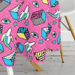 - MasaYuv-7848-Gorsel3 - Realhomes  Pembe Zeminli Modern Renkli Desenli Dijital Baskılı Modern Yuvarlak Masa Örtüsü - Çap 140cm Realhomes