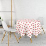 Kalp Desen Dijital Baskılı Yuvarlak Masa Örtüsü - Çap 140cm Realhomes