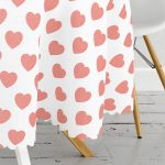 Kalp Desen Dijital Baskılı Yuvarlak Masa Örtüsü - Çap 140cm Realhomes