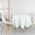 Kalp Desen Dijital Baskılı Yuvarlak Masa Örtüsü - Çap 140cm Realhomes