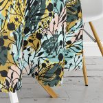 - MasaYuv-7888-Gorsel3 - Realhomes Beyaz Zemin Üzerinde Pastel Rengarenk Çiçek Desenli Modern Yuvarlak Masa Örtüsü - Çap 140cm Realhomes