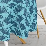 - MasaYuv-7913-Gorsel3 - Realhomes  Renkli Zemin Üzerinde Yaprak Desenli Dijital Baskılı Modern Yuvarlak Masa Örtüsü - Çap 140cm Realhomes