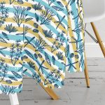 - MasaYuv-7915-Gorsel3 - Realhomes  Beyaz Zemin Üzerinde Renkli Modern Çizgili Deniz Motifli Yuvarlak Masa Örtüsü - Çap 140cm Realhomes