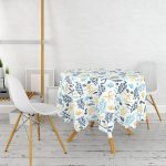 Beyaz Zemin Üzerinde Renkli Deniz Motifli Yuvarlak Masa Örtüsü - Çap 140cm Realhomes