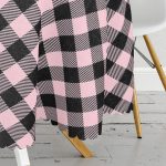 - MasaYuv-7932-Gorsel3 - Realhomes  Renkli Pastel Zemin Üzerinde Siyah Ekose Desenli Modern Yuvarlak Masa Örtüsü - Çap 140cm Realhomes