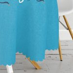 - MasaYuv-7935-Gorsel3 - Realhomes Renkli Zemin Üzerinde Çini Desenli Dijital Baskılı Modern Yuvarlak Masa Örtüsü - Çap 140cm Realhomes