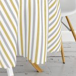 - MasaYuv-7947-Gorsel3 - Realhomes Beyaz Zemin Üzerinde Gold Detaylı Yatay Çizgili Modern Yuvarlak Masa Örtüsü - Çap 140cm Realhomes