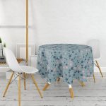 Renkli Zeminli Kartanesi Desenli Dijital Baskılı Modern Yuvarlak Masa Örtüsü - Çap 140cm Realhomes