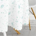 Beyaz Zemin Üzerinde Deniz Kabuğu Desenli Yuvarlak Masa Örtüsü - Çap 140cm Realhomes