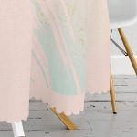 - MasaYuv-7978-Gorsel3 - Realhomes Pastel Zemin Üzerinde Gold Detaylı Yaprak Desenli Modern Yuvarlak Masa Örtüsü - Çap 140cm Realhomes