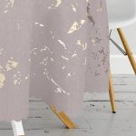 Pastel Zemin Üzerinde Gold Detaylı Yaprak Desenli Modern Yuvarlak Masa Örtüsü - Çap 140cm Realhomes