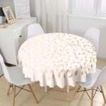 Pastel Zemin Üzerinde Gold Detaylı Geometrik Desenli Yuvarlak Masa Örtüsü - Çap 140cm Realhomes