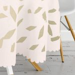 Pastel Zemin Üzerinde Gold Detaylı Geometrik Desenli Yuvarlak Masa Örtüsü - Çap 140cm Realhomes