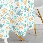 - MasaYuv-8035-Gorsel3 - Realhomes  Beyaz Zemin Üzerinde Renkli Geometrik Desenli Dijital Baskılı Yuvarlak Masa Örtüsü - Çap 140cm Realhomes