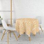 - MasaYuv-8043-Gorsel2 - Realhomes Beyaz Zemin Üzerinde Pastel Renkli Geometrik Desenli Yuvarlak Masa Örtüsü - Çap 140cm Realhomes