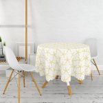 - MasaYuv-8083-Gorsel2 - Realhomes  Renkli Zeminli Deniz Yıldızı Desenli Dijital Baskılı Modern Yuvarlak Masa Örtüsü - Çap 140cm Realhomes