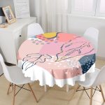 Rengarenk Zemin Üzerinde Pastel Desenli Çiçek Motifli Modern Yuvarlak Masa Örtüsü - Çap 140cm Realhomes
