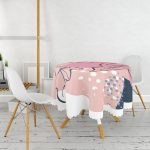 Rengarenk Zemin Üzerinde Pastel Desenli Çiçek Motifli Modern Yuvarlak Masa Örtüsü - Çap 140cm Realhomes