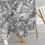 Beyaz Zemin Üzerinde Siyah Mermer Desenli Yuvarlak Masa Örtüsü - Çap 140cm Realhomes