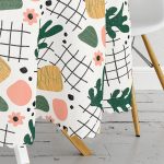 Beyaz Zemin Üzerinde Yaprak Desenli Dijital Baskılı Modern Yuvarlak Masa Örtüsü - Çap 140cm Realhomes