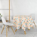 - MasaYuv-8163-Gorsel2 - Realhomes Pastel Zeminli Geometrik Desenli Dijital Baskılı Modern Yuvarlak Masa Örtüsü - Çap 140cm Realhomes