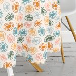 - MasaYuv-8163-Gorsel3 - Realhomes Pastel Zeminli Geometrik Desenli Dijital Baskılı Modern Yuvarlak Masa Örtüsü - Çap 140cm Realhomes