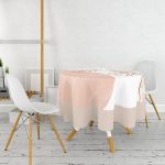 - MasaYuv-8173-Gorsel2 - Realhomes Pastel Zeminli Geometrik Desenli Dijital Baskılı Modern Yuvarlak Masa Örtüsü - Çap 140cm Realhomes