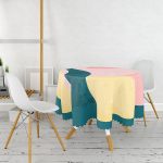 Renkli Zeminli Geometrik Desenli Dijital Baskılı Modern Yuvarlak Masa Örtüsü - Çap 140cm Realhomes