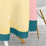 Renkli Zeminli Geometrik Desenli Dijital Baskılı Modern Yuvarlak Masa Örtüsü - Çap 140cm Realhomes