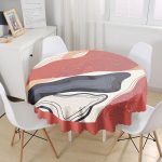 Renkli Zeminli Geometrik Desenli Dijital Baskılı Modern Yuvarlak Masa Örtüsü - Çap 140cm Realhomes