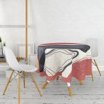 Renkli Zeminli Geometrik Desenli Dijital Baskılı Modern Yuvarlak Masa Örtüsü - Çap 140cm Realhomes