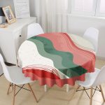 Renkli Zeminli Geometrik Desenli Dijital Baskılı Modern Yuvarlak Masa Örtüsü - Çap 140cm Realhomes