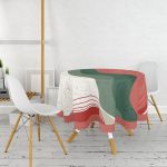 Renkli Zeminli Geometrik Desenli Dijital Baskılı Modern Yuvarlak Masa Örtüsü - Çap 140cm Realhomes