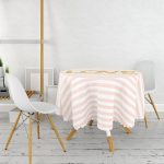 Beyaz Zemin Üzerinde Renkli Çizgili Gold Detaylı Love Yazılı Yuvarlak Masa Örtüsü - Çap 140cm Realhomes