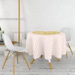 Beyaz Zeminli Gold Renkli Love Yazılı Dijital Baskılı Modern Yuvarlak Masa Örtüsü - Çap 140cm Realhomes