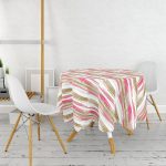 - MasaYuv-8229-Gorsel2 - Realhomes Beyaz Zemin Üzerinde Renkli Soyut Desenli Yuvarlak Masa Örtüsü - Çap 140cm Realhomes