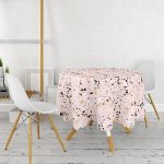 Renkli Zemin Üzerinde Gold Detaylı Siyah Puantiyeli Yuvarlak Masa Örtüsü - Çap 140cm Realhomes