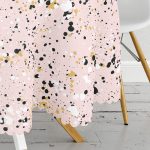 Renkli Zemin Üzerinde Gold Detaylı Siyah Puantiyeli Yuvarlak Masa Örtüsü - Çap 140cm Realhomes